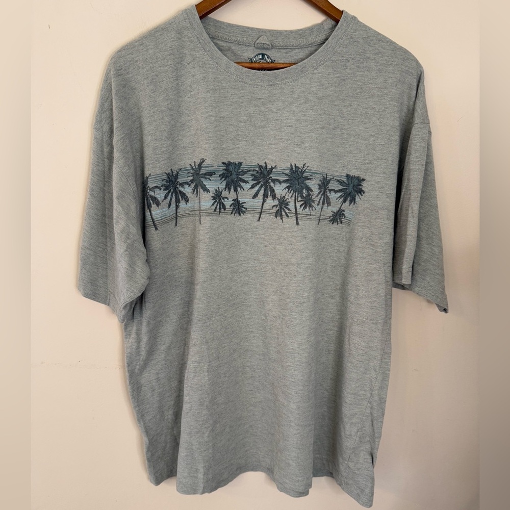 Out of Bounds palm tree tropical gray short sleeve crewneck tee shirt SZ XXL